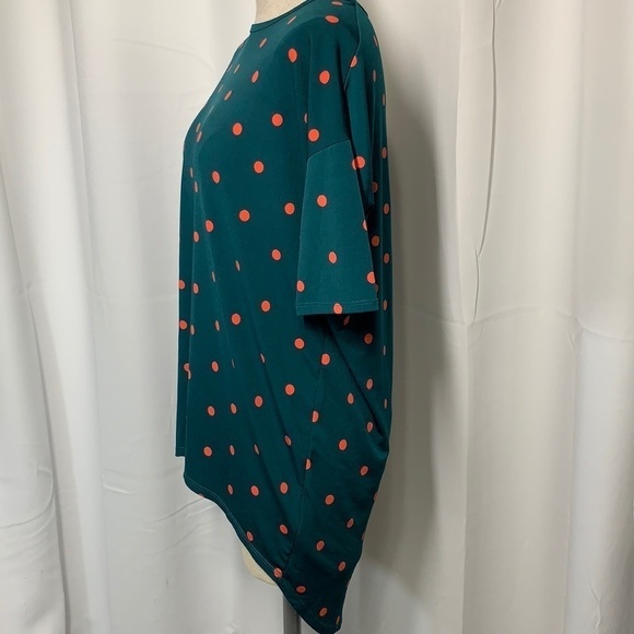 LuLaroe Irma Tunic Dark Green/Orange Polka Dot,  Size XXS - Picture 6 of 9